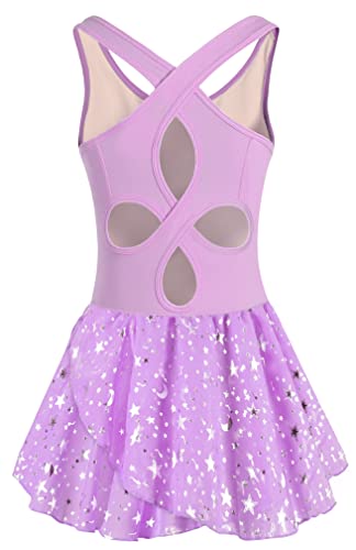 DANSHOW Kinder Ballettkleidung Mädchen Tanzkleider Mädchen Kurzarm Balletttrikot Ballettanzug Tanzkleid mit Chiffonrock(60201-09Y-XL) von DANSHOW