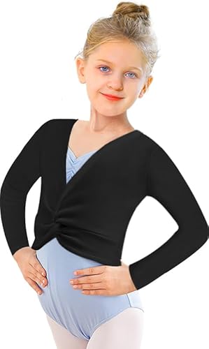 DANSHOW Mädchen Ballett Langarm Wickeloberteile Bolero,Kinder Tanz Cardigans,Samt Inne Tanzpullover Strickjacke(824-06-5XL) von DANSHOW