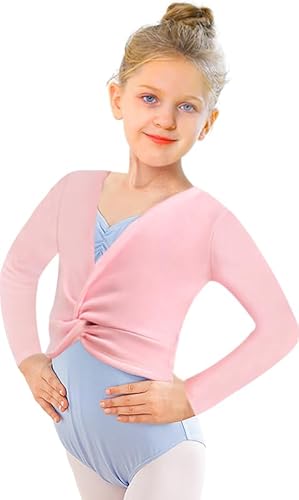 DANSHOW Mädchen Ballett Langarm Wickeloberteile Bolero,Kinder Tanz Cardigans,Samt Inne Tanzpullover Strickjacke(824-08-4XL) von DANSHOW