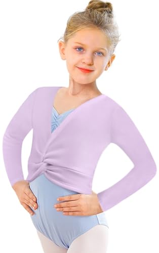 DANSHOW Mädchen Ballett Langarm Wickeloberteile Bolero,Kinder Tanz Cardigans,Samt Inne Tanzpullover Strickjacke(824-09-3XL) von DANSHOW