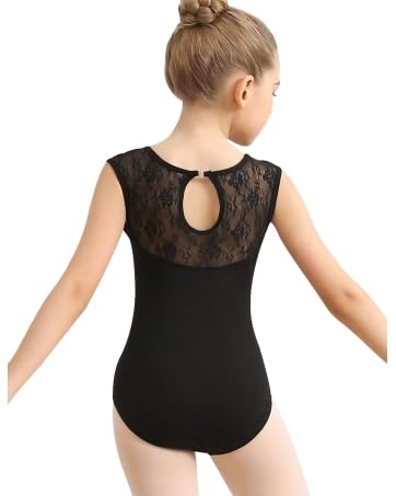 DANSHOW Mädchen Spitze Ballett Trikot für Tanz Cap Sleeve, Kleinkind Wassertropfen Hollow Back Gymnastik Trikot Tanzkleidung(XJ6036-06-L) von DANSHOW