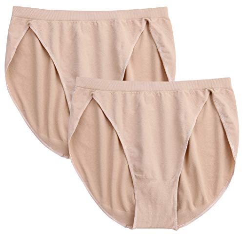 DANSHOW Professionelle Unterwäsche für Damen und Mädchen, für Tanz, Ballett, für Erwachsene, Gymnastik, 2 Stück - Beige - L,Taille 29/33" von DANSHOW