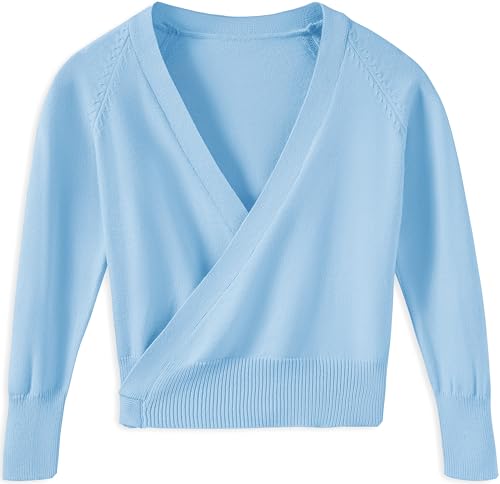 DANSHOW Wickeloberteile für Balletttänzerinnen Tanz-Cardigans für Kinder Tanzpullover für Mädchen Überkreuzte Strickjacke(826-01-XL) von DANSHOW