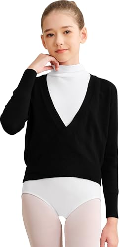 DANSHOW Wickeloberteile für Balletttänzerinnen Tanz-Cardigans für Kinder Tanzpullover für Mädchen Überkreuzte Strickjacke(826-06-M) von DANSHOW