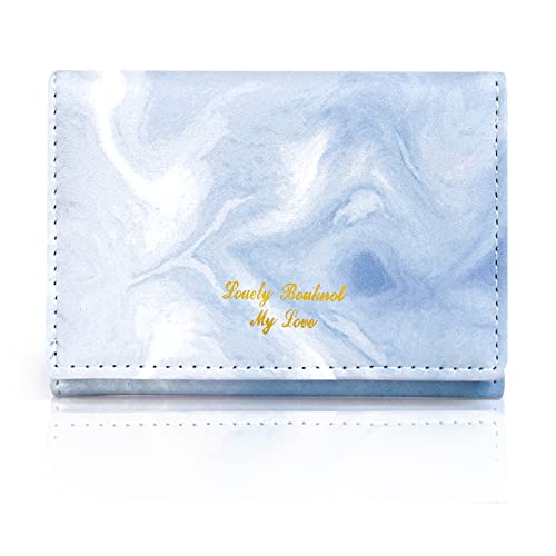 DANXIAN Geldbörse Damen klein, Portemonnaie Damen Klein Leder Bifold Brieftasche Handtasche, Weich Bequem Kleiner Geldbeutel Damen mit Viel Kartenfächer (Blau) von DANXIAN