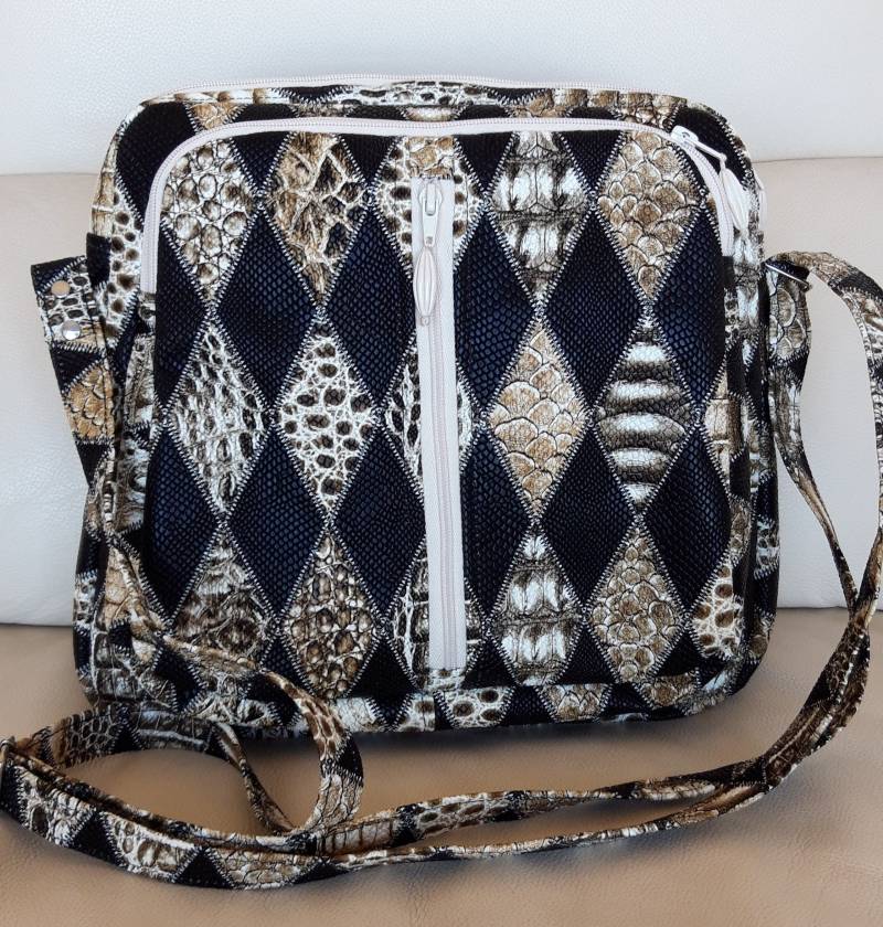 Tasche Besace, in Schwarz, Braun, Beige, Rautenmuster Wild, Getragen Schulter-Modell Emmaline Bags Tasche Besace, in Schwarz, Braun, Beige, Rautenmuster Wild, Getragen Schulter-Modell Emmaline Bags von DANYCOUDCREATIONS