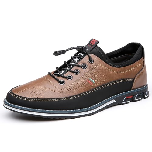 Bequeme Herrenschuhe for Business und Freizeit, Obermaterial aus Leder, gepolsterte Unterstützung, for langes Tragen im Büro(Brown,40 EU) von DAO-UPPSE
