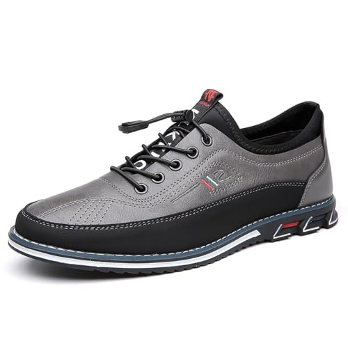 Bequeme Herrenschuhe for Business und Freizeit, Obermaterial aus Leder, gepolsterte Unterstützung, for langes Tragen im Büro(Gray,46 EU) von DAO-UPPSE