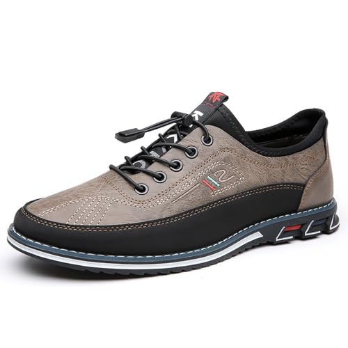 Bequeme Herrenschuhe for Business und Freizeit, Obermaterial aus Leder, gepolsterte Unterstützung, for langes Tragen im Büro(Khaki,40 EU) von DAO-UPPSE