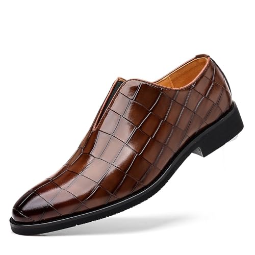 DAO-UPPSE Herren-Loafer mit Krokodil-Print, formelle Slipper, Business-Schuhe for besondere Anlässe, Weinrot, Dunkelbraun, Schwarz(Dark Brown,45 EU) von DAO-UPPSE
