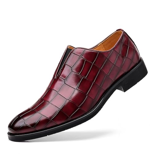 DAO-UPPSE Herren-Loafer mit Krokodil-Print, formelle Slipper, Business-Schuhe for besondere Anlässe, Weinrot, Dunkelbraun, Schwarz(Wine red,44 EU) von DAO-UPPSE