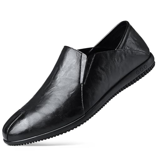 DAO-UPPSE Herren Slipper aus Leder, Bequeme Fahrschuhe, Business-Casual, Dual Wear, zusammenklappbarer Absatz(Schwarz,40 EU) von DAO-UPPSE