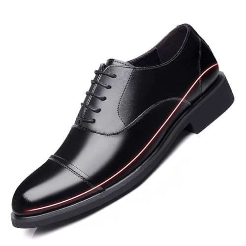 Herren-Halbschuhe mit Erhöhung, Leder, 6 cm Erhöhung, unsichtbare Kappe, formelle Business-Schuhe(Schwarz,42 EU) von DAO-UPPSE