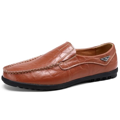 Herren-Loafer aus Leder mit Doppelschnalle, for Hineinschlüpfen, formelle Geschäftsanlässe, bequeme, rutschfeste Sohle(Red,40 EU) von DAO-UPPSE