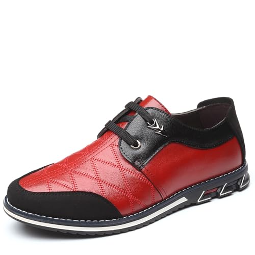 Herren-Loafer aus Leder mit Schnürung, lässige Fahrschuhe, bequeme Unterstützung, Alltagskleidung, modische Schuhe(Red,40 EU) von DAO-UPPSE