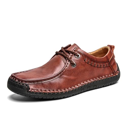 Herren-Loafer aus Vintage-Leder, for Hineinschlüpfen, bequeme Fahrschuhe, Freizeitschuhe im Bootsstil for den täglichen Gebrauch(Dark brown,45 EU) von DAO-UPPSE