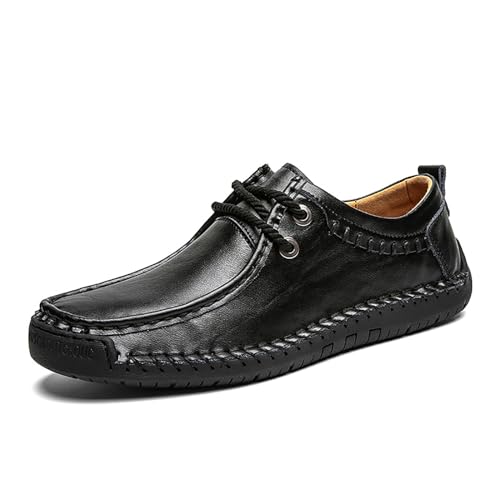 Herren-Loafer aus Vintage-Leder, for Hineinschlüpfen, bequeme Fahrschuhe, Freizeitschuhe im Bootsstil for den täglichen Gebrauch(Schwarz,37 EU) von DAO-UPPSE