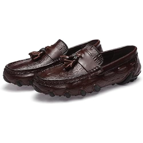 Herren Loafer mit Quaste, Slipper, PU-Leder, Penny-Fahrschuhe, lässig, bequem(Brown,46 EU) von DAO-UPPSE