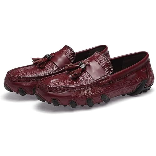Herren Loafer mit Quaste, Slipper, PU-Leder, Penny-Fahrschuhe, lässig, bequem(Red,44 EU) von DAO-UPPSE