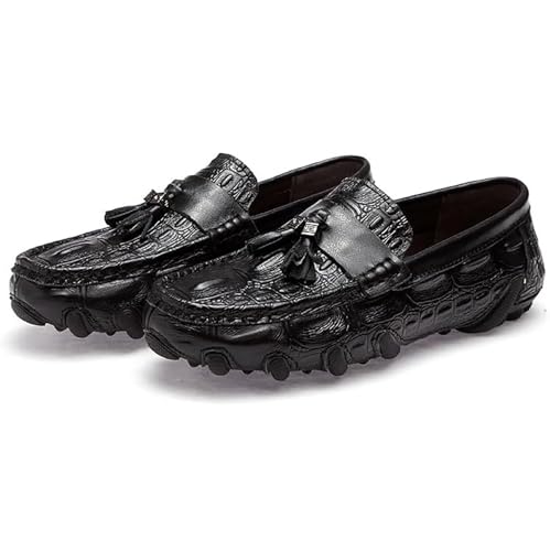 Herren Loafer mit Quaste, Slipper, PU-Leder, Penny-Fahrschuhe, lässig, bequem(Schwarz,42 EU) von DAO-UPPSE