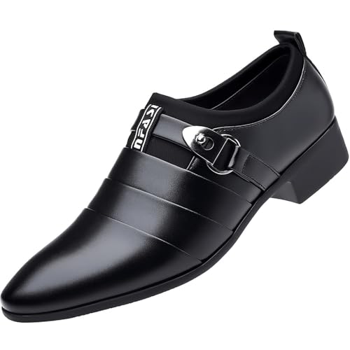 Herren-Loafer mit Schnalle, for Hineinschlüpfen, Business- und Freizeitschuhe for formelle Büroveranstaltungen(Schwarz,40 EU) von DAO-UPPSE