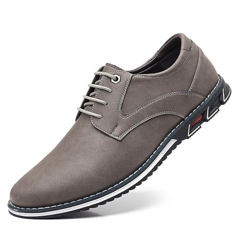 Herren Oxford-Abendschuhe Business Casual Obermaterial aus Leder Gummisohle Rutschfeste Schnürschuhe(Brown,44 EU) von DAO-UPPSE
