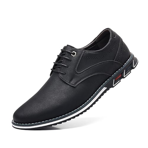 Herren Oxford-Abendschuhe Business Casual Obermaterial aus Leder Gummisohle Rutschfeste Schnürschuhe(Schwarz,40 EU) von DAO-UPPSE