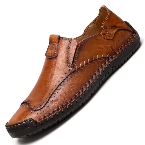 Herren Penny Loafer Lederoptik Fahrschuhe Komfort Mokassins for Business Freizeit(Reddish brown,41 EU) von DAO-UPPSE