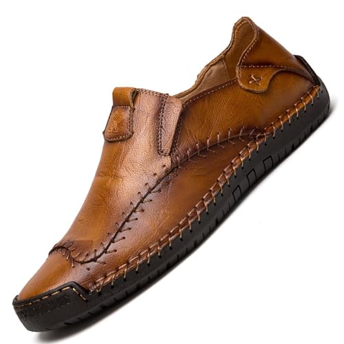 Herren Penny Loafer Lederoptik Fahrschuhe Komfort Mokassins for Business Freizeit(Yellowish brown,42 EU) von DAO-UPPSE