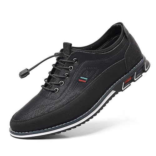 Herren Slip-On Loafer Business Casual Schuhe Bequeme Leichte Atmungsaktive PU-Fahrschuhe for Bürospaziergänge(Schwarz,43 EU) von DAO-UPPSE