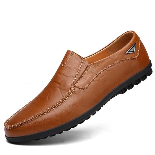 Herren Slipper for Hineinschlüpfen, Business-Casual, weiche Sohle, geräumigere Passform, bequeme Schuhe fürs Büro(Reddish brown,40 EU) von DAO-UPPSE