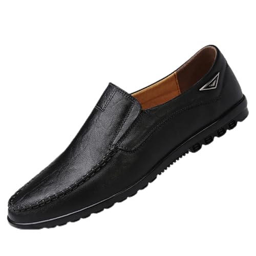Herren Slipper for Hineinschlüpfen, Business-Casual, weiche Sohle, geräumigere Passform, bequeme Schuhe fürs Büro(Schwarz,42 EU) von DAO-UPPSE