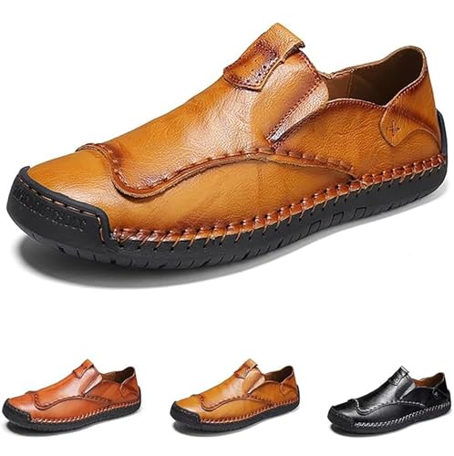 Leichte Freizeitschuhe for Herren, atmungsaktive Slip-On-Loafer, bequemes Tragen for tägliche Aktivitäten(Khaki,44 EU) von DAO-UPPSE