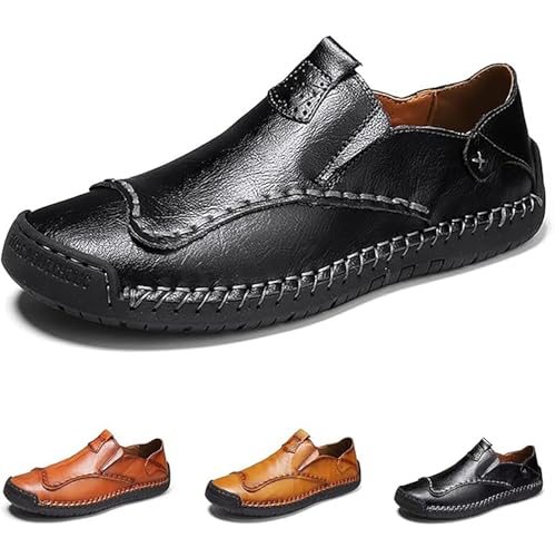 Leichte Freizeitschuhe for Herren, atmungsaktive Slip-On-Loafer, bequemes Tragen for tägliche Aktivitäten(Schwarz,46 EU) von DAO-UPPSE
