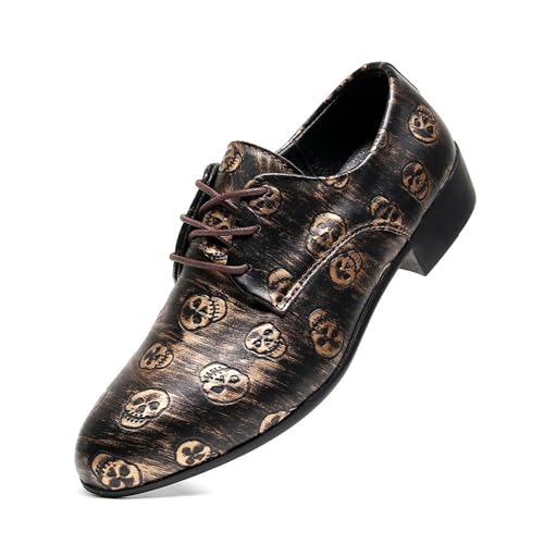 Oxford-Abendschuhe for Herren mit einzigartigem Muster, Obermaterial aus Leder, for Schnüren, formell, lässig, bequem, Business-Schuhe(Brown,46 EU) von DAO-UPPSE