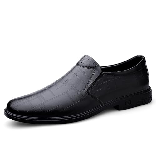 Oxford-Schuhe for Herren aus veganem Leder, for Hineinschlüpfen, runde Zehenpartie, Blockabsatz, Gummisohle, rutschfest, bequem(Schwarz,37 EU) von DAO-UPPSE