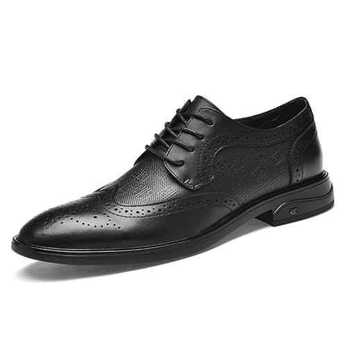 Zweifarbige Derby-Schuhe for Herren, Obermaterial aus echtem Leder, Brogue-Detail, Schnürschuhe, formelle Business-Kleiderschuhe for Hochzeitsfeiern(Schwarz,41 EU) von DAO-UPPSE