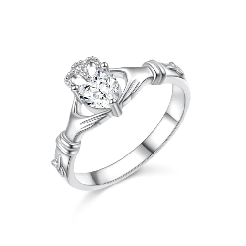 925 Sterlingsilber Claddagh Ring - Irischer Glücksring mit keltischem Knoten, Claddagh-Herz Ring - Verlobungs-, Versprechens- und Freundschaftsring - Irische Liebes- und Treueschmuck für Frauen, Männe 925 Sterlingsilber Claddagh Ring - Irischer Glücksring mit keltischem Knoten, Claddagh-Herz Ring - Verlobungs-, Versprechens- und Freundschaftsring - Irische Liebes- und Treueschmuck für Frauen, Männe von DAOCHONG
