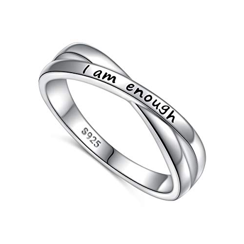 Sterling Silber Inspirierender Ring Ich bin genug Ringe,54.4 von DAOCHONG