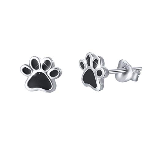 DAOCHONG S925 Sterling Silber Hündchen Katze Pet Paw Print Ohrstecker von DAOCHONG