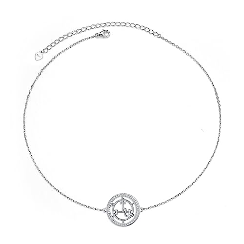 DAOCHONG Sigil of Lilith Halsreif S925 Sterling Silber Sigill of Lilith Zirkonia Halsreif Halskette Geschenke für Frauen Rolo-Kette 33+7,6 cm von DAOCHONG