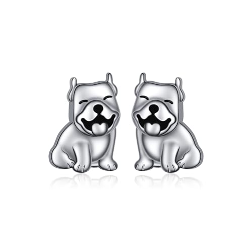 Pitbull Ohrstecker Sterling Silber Pitty Dog Ohrringe Welpe Hund Haustier Hundetier Schmuck für Pitty Dog Liebhaber Geschenk für Frauen Männer von DAOCHONG