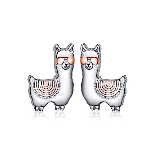 S925 Sterling Silber Lama-Ohrstecker für Frauen, niedliche Alpaka-Ohrringe für Teenager-Mädchen, Tier-Ohrstecker, Schmuck, Geburtstagsgeschenke für Lama-Liebhaber von DAOCHONG