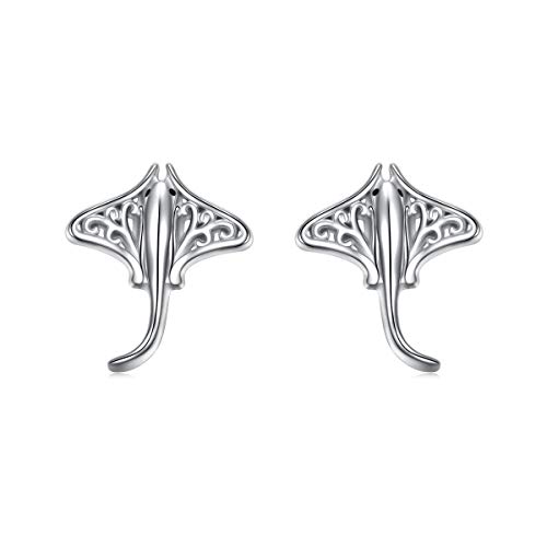 Stachelrochen Ohrstecker Sterling Silber Mantarochen Fisch Meerestier Schmuck Geburtstagsgeschenk für Meeresliebhaber Frauen von DAOCHONG