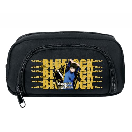 Blue Lock Große Stifttasche Anime Peripherie Große Kapazität Bleistift Fall Doppel Zip Flap Stift Fall Mode Gedruckte Student Briefpapier (B) von DAOWIN