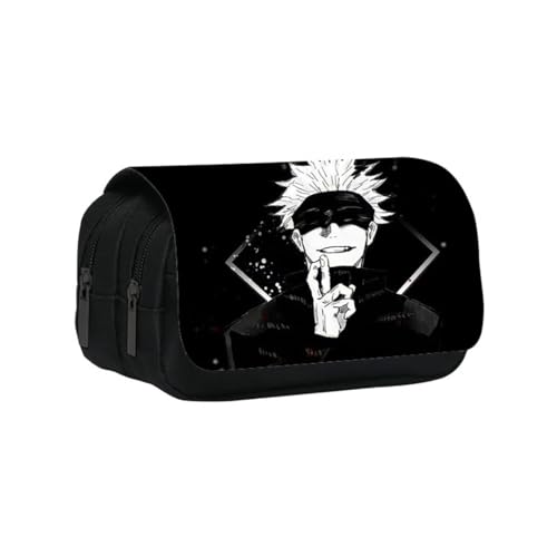 Jujutsu Kaisen Große Stifttasche Anime Peripherie Große Kapazität Bleistift Fall Doppel Zip Flap Stift Fall Mode Gedruckte Student Briefpapier (A) von DAOWIN