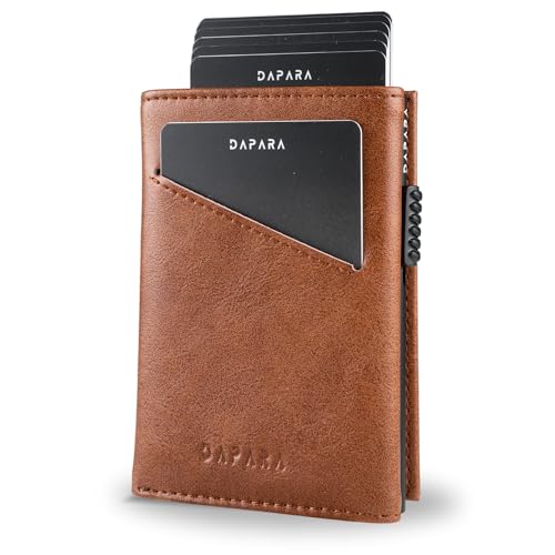 DAPARA Leder Geldbörse Herren | Slim Wallet Herren mit Münzfach & RFID-Schutz | Portmonee Männer | Kartenetui für 12 Karten | Smart Wallet for Men | Karten Geldbeutel | Portemonnaie | Cognac von DAPARA