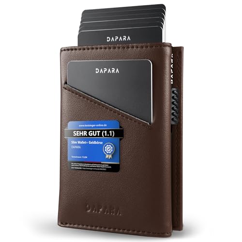 DAPARA Geldbörse Herren | Slim Wallet mit Münzfach & RFID-Schutz | Portmonee Männer | Kartenetui für 12 Karten | Smart Wallet for Men | Karten Geldbeutel | Portemonnaie | Espresso von DAPARA