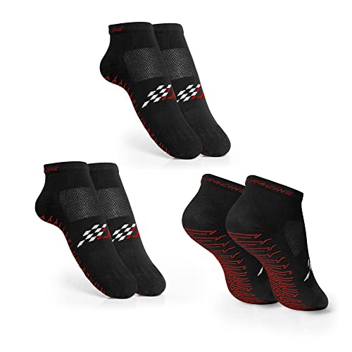 DAPPER RACING | Packung mit 3 Paar SIMRACING Socken mit rutschfestem Silikon | Rote Ausgabe | Optimaler Halt auf Fersen und Fahrpedalen | Atmungsaktiver und bequemer Stoff. (35-38) von DAPPER RACING