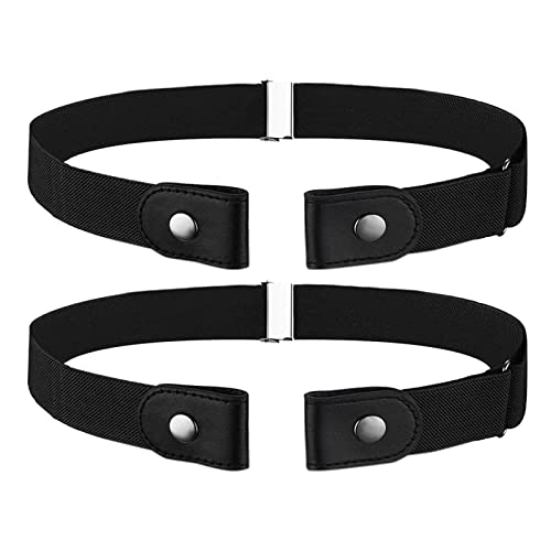 2 Stücke Elastischer Gürtel ohne Schnalle Damen - Schnallenfreier Gürtel Damen oder Herren Gürtel - Unsichtbarer justierbarer Stretchgürtel von DAQIEPIN